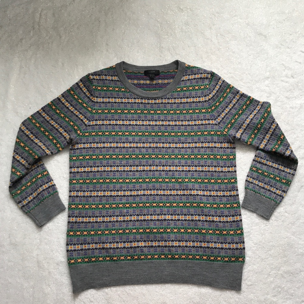 J. Crew Fair Isle Print Merino Wool Tippi Sweater